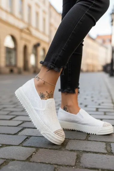 Espadrile dama casual albe Y602 N7-2